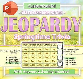 Preview of 1st Day of Spring Jeopardy Digital .PPT Game Activity with Scoring/Customizable
