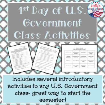 Preview of First Day of U.S. Government Class- Activities