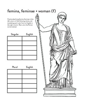 Preview of 1st Declension Latin Nouns Coloring Worksheets
