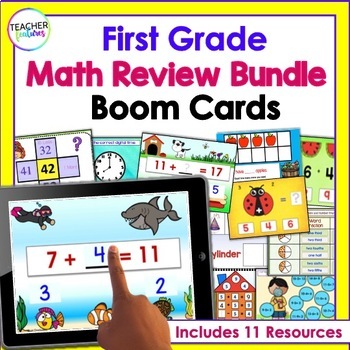 Preview of 1ST GRADE MATH Addition Subtraction 10 MORE 10 LESS Fact Family REVIEW Boom Card