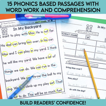 1st Grade & 2nd Grade Phonics Focused Review Reading Passages with ...
