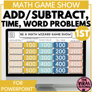 Preview of 1st Grade Activity End of Year Math Review Game Show