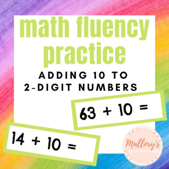 Preview of 1st Grade Addition: Add 10 to 2-Digit Numbers | digital & printable flashcards