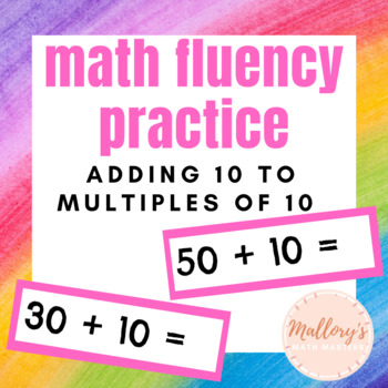 Preview of 1st Grade Addition: Add 10 to Multiples of 10 | digital & printable flashcards