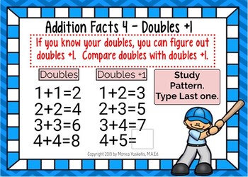 1st Grade Addition Facts 4 - Adding Doubles + 1 Boom Cards | TpT