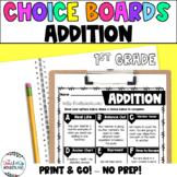 1st Grade- Addition Math Menus - Choice Boards and Activities
