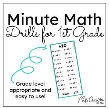 Preview of 1st Grade Addition&Subtraction 0-10 Math Fact Fluency Drills Minute Drills