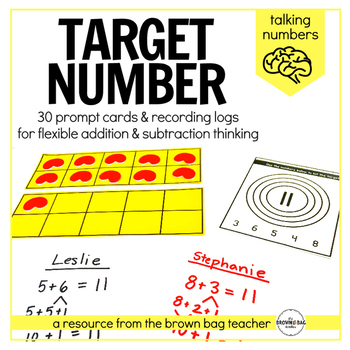 Preview of 1st Grade Addition & Subtraction (Target Number): Number Talks Task Cards