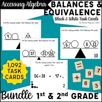 Preview of Addition & Subtraction with Missing Addends Task Cards | Enrichment 1st & 2nd
