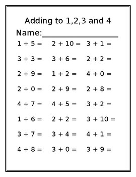 Preview of 1st Grade Addition Worksheet
