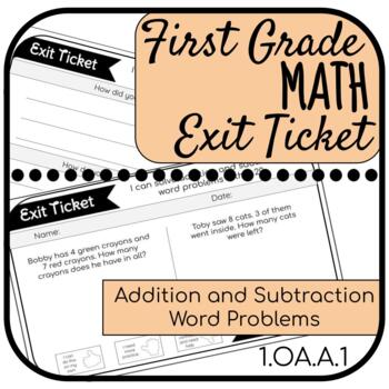 Preview of 1st Grade Addition and Subtraction Word Problems Exit Ticket (1.OA.A.1)