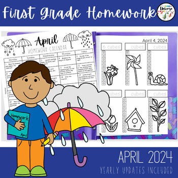 Preview of 1st Grade April Homework Packet | Easter | Spring | Earth Day 