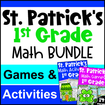 Preview of 1st Grade St. Patrick's Day Math Activities BUNDLE - Fun Games & Worksheets
