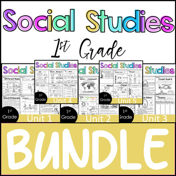 Preview of 1st Grade - BUNDLE -Whole Year Worksheets- Social Studies - TEKS Aligned