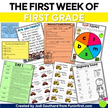 Preview of 1st Grade Back to School First Week of First Grade Activities