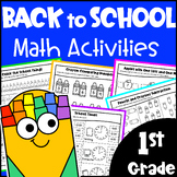 1st Grade Back to School - Fun Math Activities Worksheets 