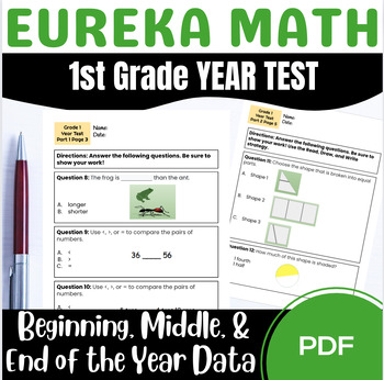 Preview of 1st Grade End of Year Math Year Test Engage NY {Eureka} Entire Year Skills