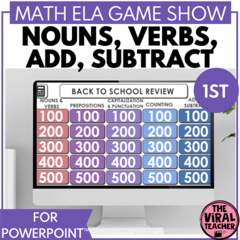 Preview of 1st Grade Back to School Math and ELA Review Game Show