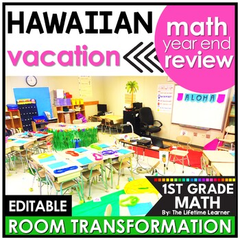 Preview of 1st Grade Beach Day Activities Hawaii Room Transformation Beach Math Review
