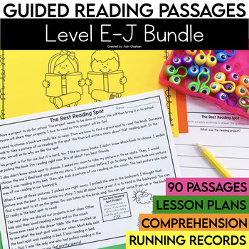 Preview of 1st Grade Guided Reading Passages Bundle | Level E-J | Fiction Comprehension
