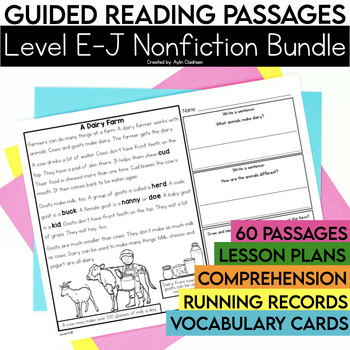 Preview of 1st Grade Bundle Nonfiction Guided Reading Passages & Comprehension | Level E-J