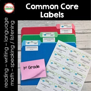 Preview of 1st Grade COMMON CORE Standards FILE FOLDER LABELS