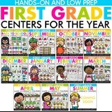 1st Grade Centers for the Year Bundle First Grade Low Prep