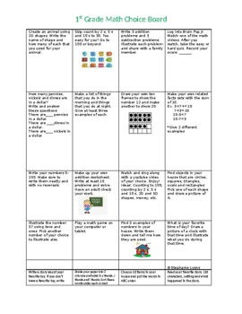 Preview of 1st Grade Choice Boards-ALL SUBJECT AREAS