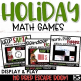 1st Grade Christmas Math Escape Room BUNDLE: NO PREP Displ