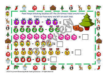 1st Grade Christmas Math Activity Booklet - Color and Black & White
