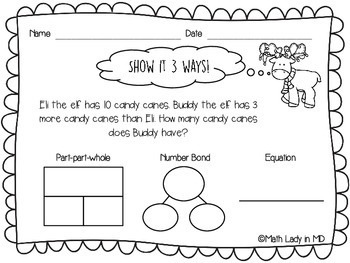 1st Grade Christmas Word Problems - Show It 3 Ways! by ...