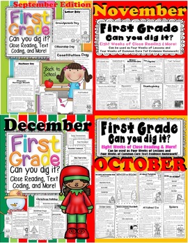 Preview of 1st Grade Close/Guided Reading Comprehension Bundle SEPT-DEC Common Core Aligned