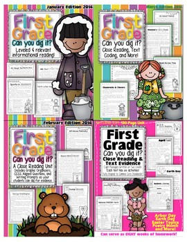 Preview of 1st Grade Close/Guided Reading Comprehension Common Core Align FULL YEAR BUNDLE