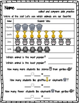 Preview of 1st Grade    Collect & Compare Data    6-Worksheet Packet!