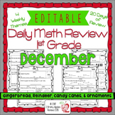Math Morning Work 1st Grade December Editable, Spiral Revi