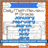 Math Morning Work 1st Grade Bundle Editable, Spiral Review