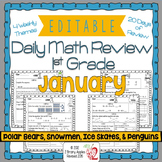 Math Morning Work 1st Grade January Editable, Spiral Revie