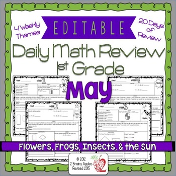 Preview of Math Morning Work 1st Grade May Editable, Spiral Review, Distance Learning