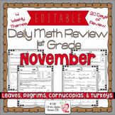 Math Morning Work 1st Grade November Editable, Spiral Revi