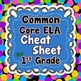 1st Grade Common Core ELA Standards CHEAT SHEET (ALL standards on 1 PAGE)