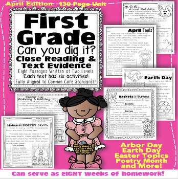 Preview of 1st Grade Common Core Earth Day & More April Themes Google Slides™ PDFs