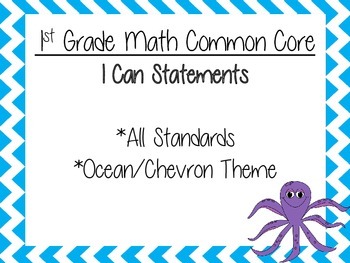 Preview of 1st Grade Common Core I Can Statements- Math-Ocean Theme