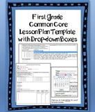 1st Grade Common Core Lesson Plan Template with Drop-down Boxes