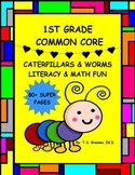 First Grade Common Core Literacy and Math Fun Caterpillars