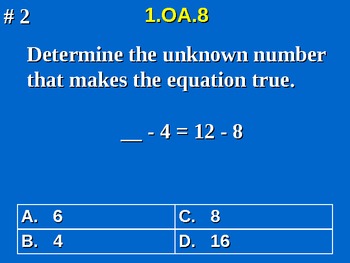 Preview of 1st Grade Common Core Math 1 OA.8 Determine The Unknown Number 1.OA.8