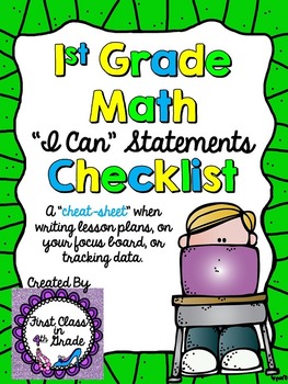 Preview of 1st Grade Common Core Math "I Can" Checklist (Ink Saver)