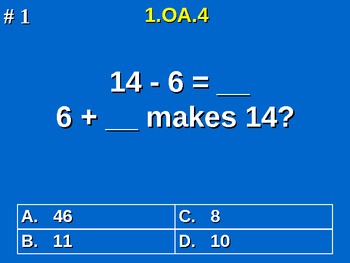Preview of 1st Grade Common Core Math Subtraction As An Unknown-Addend Problem 1.OA.4