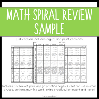 1st Grade Common Core Math Weekly Homework Sample by Teacher's Cabinet
