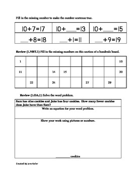 1st Grade Common Core Math Worksheets Place Value 1.NBT.2 ...