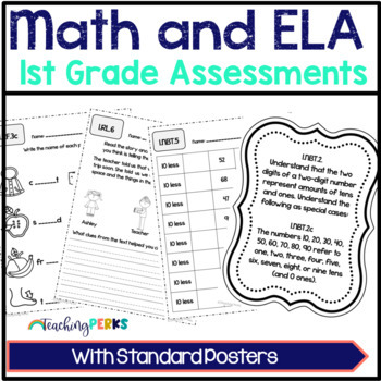 Preview of 1st Grade ELA & Math Assessments for Common Core Standards w/ Data Tracking